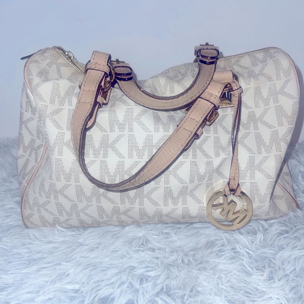 Michael Kors White Leather Grayson Satchel- Large